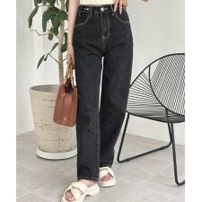 ハイウエストデニムパンツ ウエストボタン