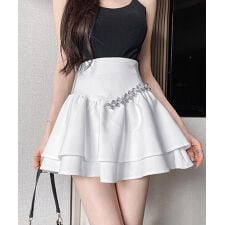ダブルフリルミニスカート 韓国風 お洒落
