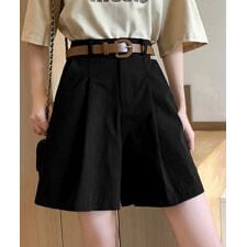 ベルト付きショートパンツ タック入り夏服