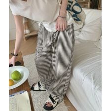 ストライプセミワイドパンツ ハイウエスト