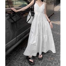 キャミワンピースVネックロングワンピース