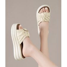 リボン厚底サンダル レディース 美脚夏靴