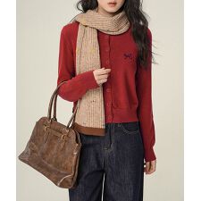 ワンポイントカーディガン リボン刺しゅう