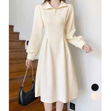 ミニミニストア(miniministore)のハーフジップワンピース長袖ウエストタック