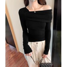 ワンオフショルダーTシャツ肩出しトップス