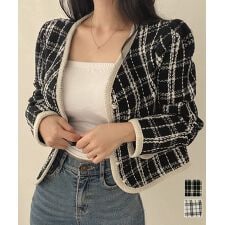 ミニミニストア(miniministore)の韓国風ツイードジャケット ライトアウター