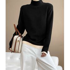 ハイネックトップス レイヤード風 長袖T