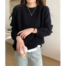 セーター レディース ボリューム袖 無地