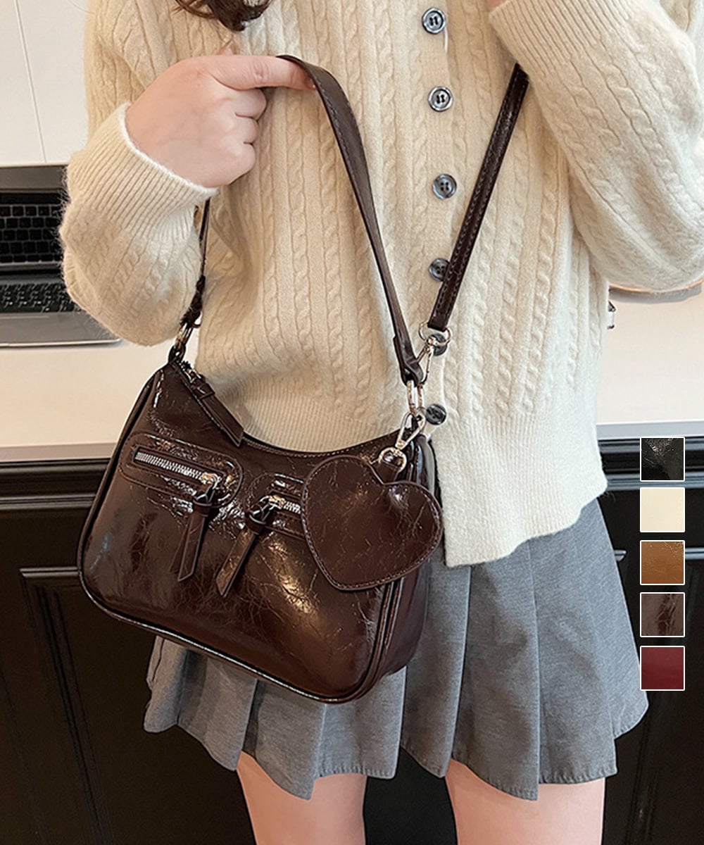 レトロショルダーバッグ ハートチャーム付 | ミニミニストア