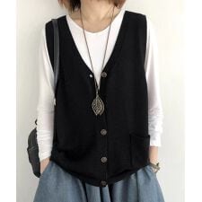 ミニミニストア(miniministore)のニットベスト レディース 前開きチョッキ