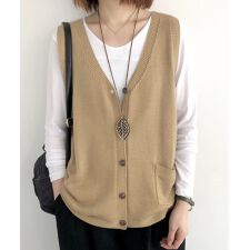 ミニミニストア(miniministore)のニットベスト レディース 前開きチョッキ