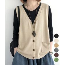ミニミニストア(miniministore)のニットベスト レディース 前開きチョッキ