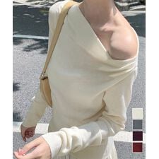 ミニミニストア(miniministore)のオフショルニットトップスサイドタック長袖