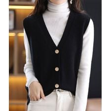 ミニミニストア(miniministore)のVネックニットベストレディースニットジレ