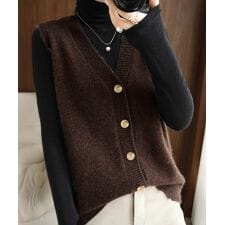 ミニミニストア(miniministore)のVネックニットベストレディースニットジレ