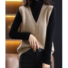 ミニミニストア(miniministore)のVネックニットベストレディースニットジレ