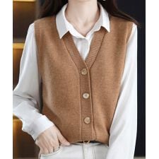 ミニミニストア(miniministore)のVネックニットベストレディースニットジレ