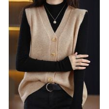 ミニミニストア(miniministore)のVネックニットベストレディースニットジレ