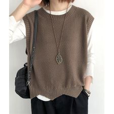ニットベスト ゆったり 重ね着 春秋冬服