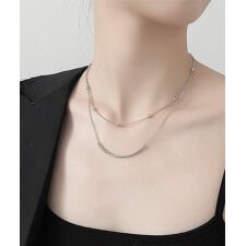 2連チェーンネックレス レディース 上品