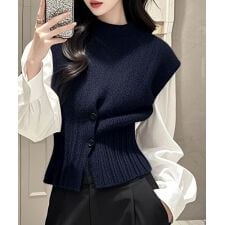 ニットベスト フロントボタン ニットジレ