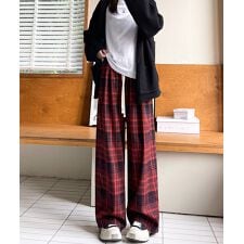 ミニミニストア(miniministore)のチェック柄パンツハイウエストワイドパンツ