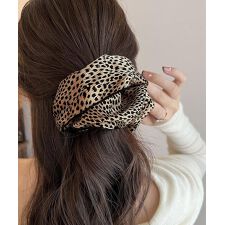 レオパード柄シュシュ ボリューム 髪飾り