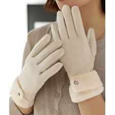 タッチパネル対応ファー付き手袋スエード調