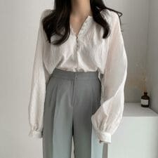 フロントボタン ブラウス バルーンシャツ
