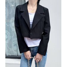 ショート丈テーラードジャケット韓国風秋服