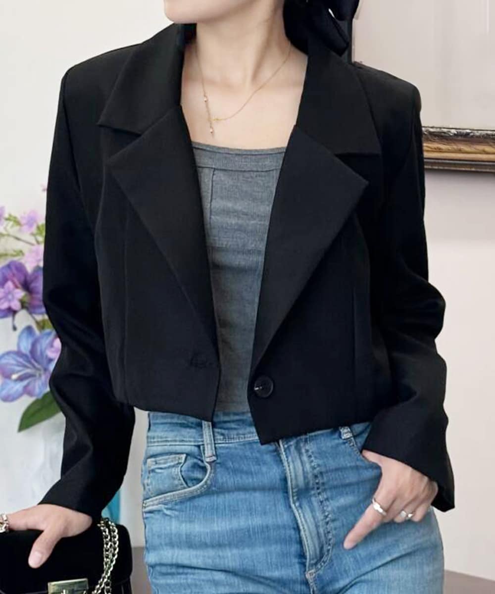 ショート丈テーラードジャケット韓国風秋服 | ミニミニストア