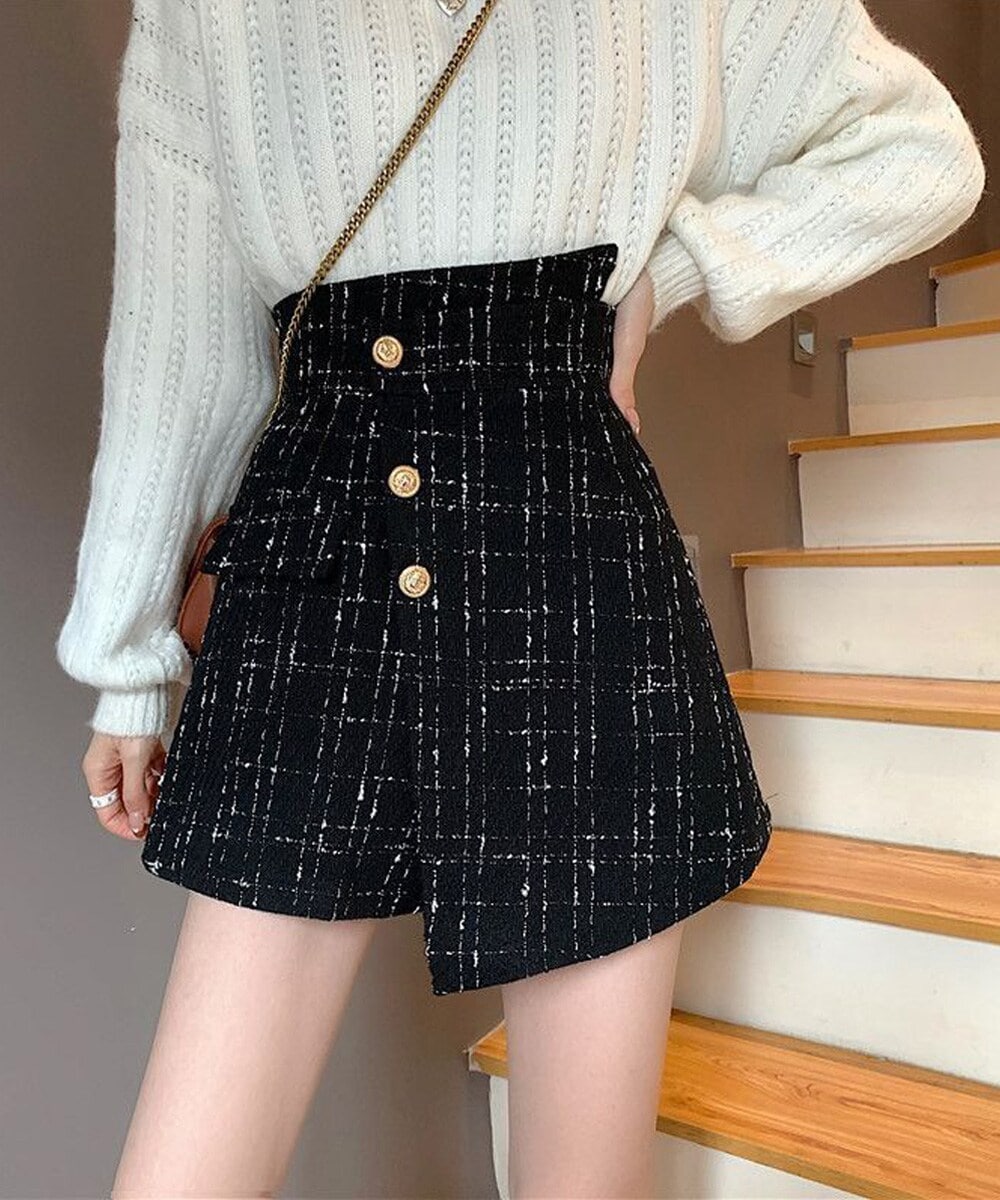 ツイードショートパンツ ラップスカート風