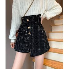 ツイードショートパンツ ラップスカート風