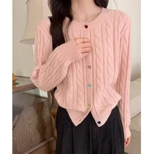 ケーブルニットカーディガン 前開きニット