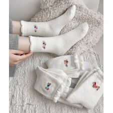 もこもこ靴下 4足セットワンポイント靴下