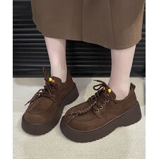厚底ローファー レースアップ 韓国風靴