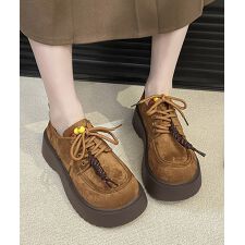 厚底ローファー レースアップ 韓国風靴