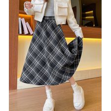 フレアスカート チェック柄 美脚 春秋冬