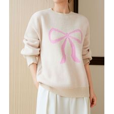 セーター レディース リボン柄 韓国風