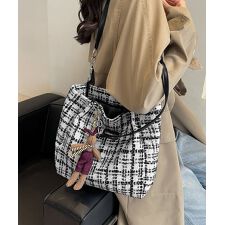 チェック柄トートバッグ ツイード風鞄軽量