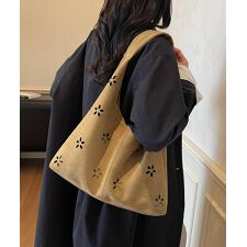 花柄カットスエード調トートバッグポーチ付