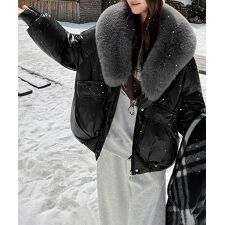 エコダウンジャケットファー襟中綿アウター