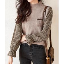 ミニミニストア(miniministore)のチェック柄ドッキングニットレディース秋服