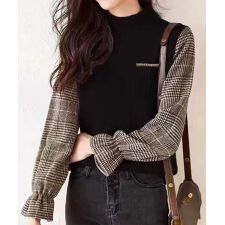 ミニミニストア(miniministore)のチェック柄ドッキングニットレディース秋服