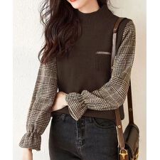 ミニミニストア(miniministore)のチェック柄ドッキングニットレディース秋服