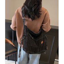 デニム ショルダーバッグ A4 大容量