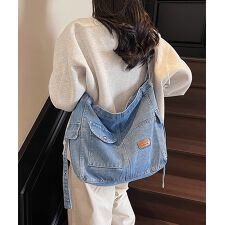 デニム ショルダーバッグ A4 大容量