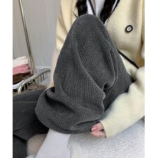 裏起毛ワイドパンツ あったかニットパンツ