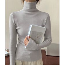 タートルネックリブニットとっくりセーター