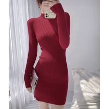 ニットワンピース 長袖 タイトワンピース